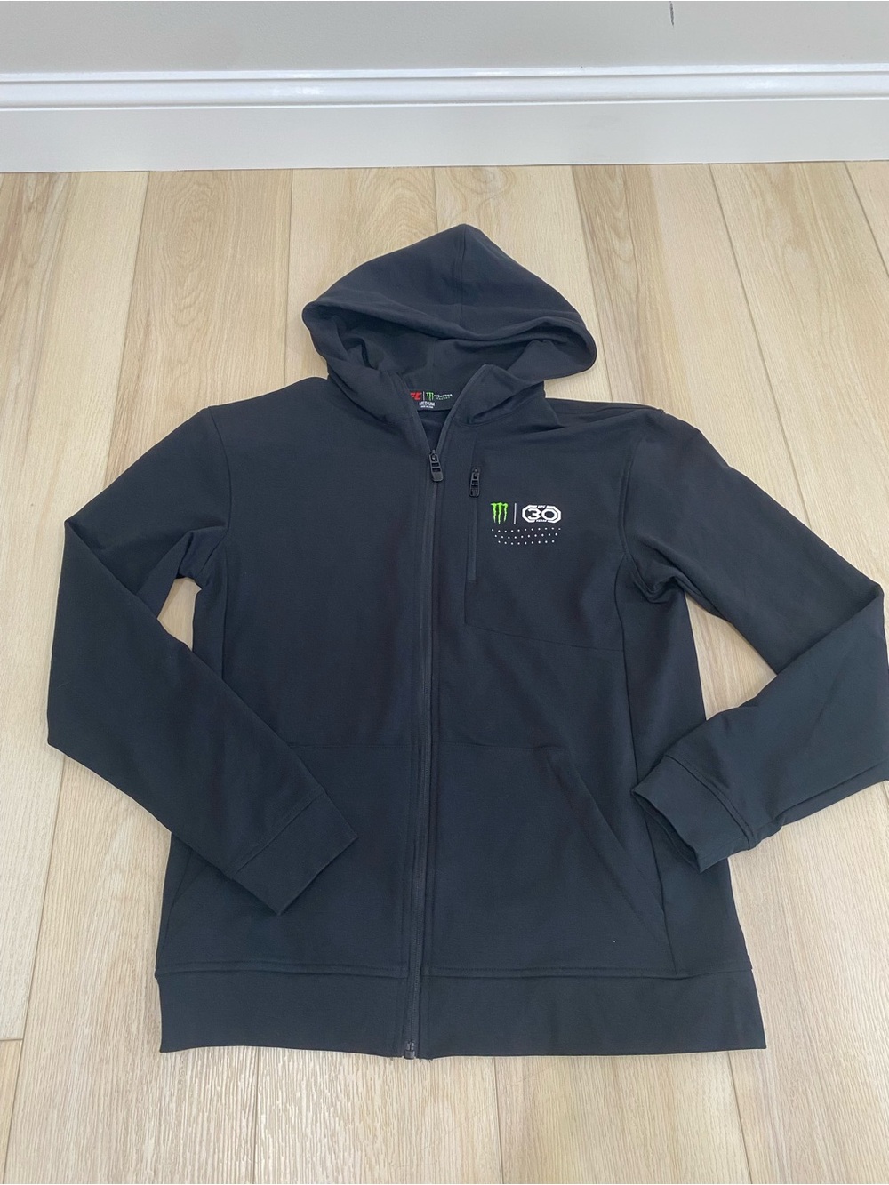 Monster Energy UFC Fighting Full Zip Black Jacket Hoodie Mens Size Medium